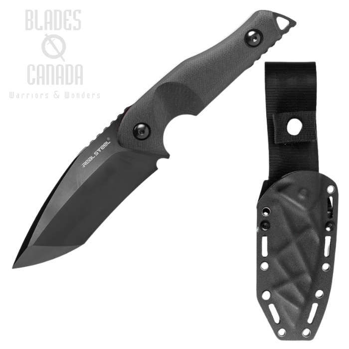 Real Steel Doppler Fixed Blade Knife, D2 Black, G10 Black, 3782
